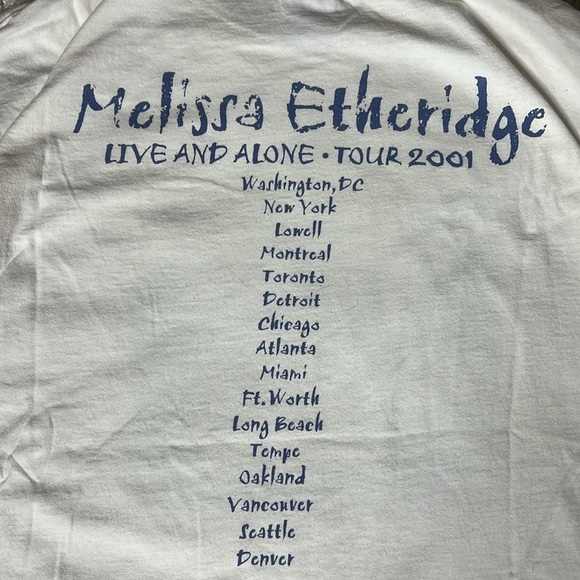 Melissa Etheridge 2001 Tour Shirt XL Live and Alone White Concert Tee Vintage - Picture 9 of 10